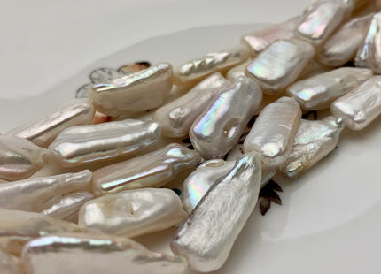 8-10x17-20 mm Natural White Color Rectangle Coin Freshwater Pearl Beads Genuine Rectangle Coin Freshwater Pearls #P1506