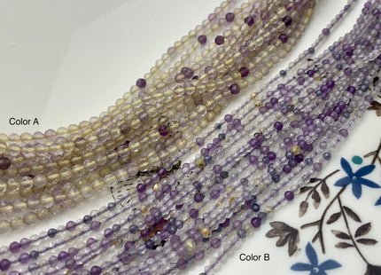 2-2.5 mm Natural Color Micro Faceted Round Tiny Ametrine Gemstone Beads Genuine Natural Yellow Purple Color Small Ametrine 15.5 Inches #3684