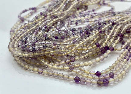 2-2.5 mm Natural Color Micro Faceted Round Tiny Ametrine Gemstone Beads Genuine Natural Yellow Purple Color Small Ametrine 15.5 Inches #3684