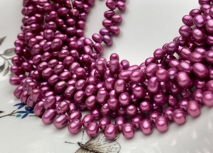 5x6-7mm Top Drilled Purple Color Rice/Oval Freshwater Pearl Beads Genuine Dancing Cultured Freshwater Pearls #233