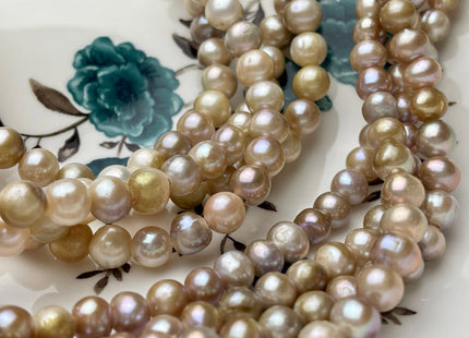 7-8mm 8-9mm Large Hole Potato Natural Seaweed Freshwater Pearl Beads Hole Size 2.2 mm Genuine Natural Freshwater Pearls #198