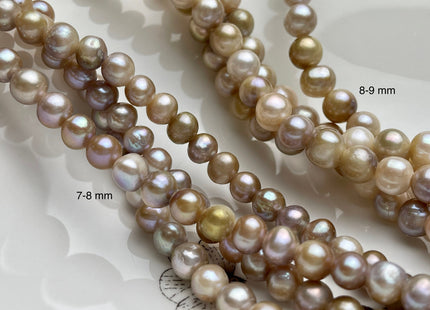 7-8mm 8-9mm Large Hole Potato Natural Seaweed Freshwater Pearl Beads Hole Size 2.2 mm Genuine Natural Freshwater Pearls #198