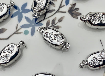 8x12 mm .925 Sterling Silver Clasp With Heart Shape Sterling Silver Finding Clasp Double Heart Sterling Silver W/CZ Clasps #10167