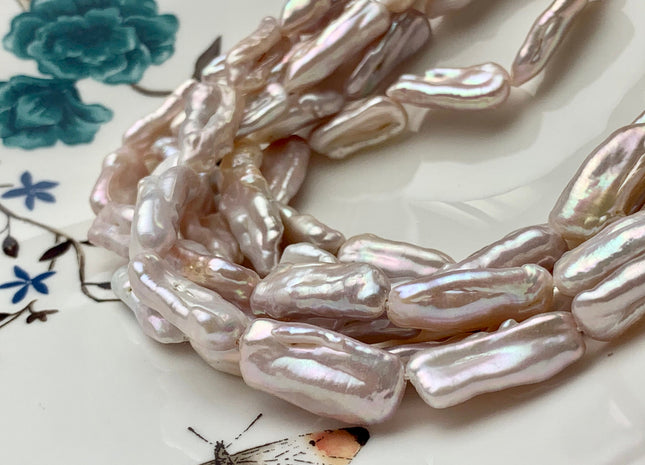 8-10x15-25mm AA Very Rare Natural Baby Soft Pink Biwa Stick Freshwater Pearl Genuine High Luster Keshi Biwa Beads 18-28 Pieces #P1490