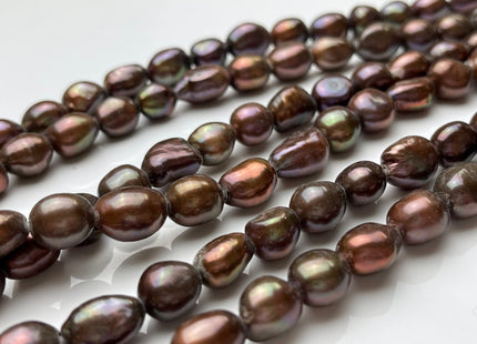 9-11x12-14mm AAA Large Hole Chocolate Brown Rice Nugget Freshwater Pearl Beads Hole Size 2.2mm Genuine Natural Pearl Beads 31 Pieces #P1520