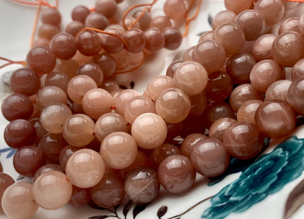 8mm 10mm AAA Half Strand Smooth Round Peach Moonstone Gemstone Beads Genuine Natural Moonstone High Polished Beads #3697