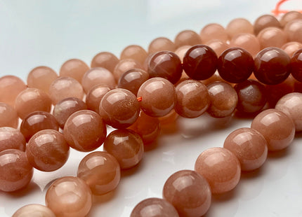 8mm 10mm AAA Half Strand Smooth Round Peach Moonstone Gemstone Beads Genuine Natural Moonstone High Polished Beads #3697