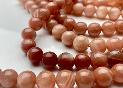 8mm 10mm AAA Half Strand Smooth Round Peach Moonstone Gemstone Beads Genuine Natural Moonstone High Polished Beads #3697