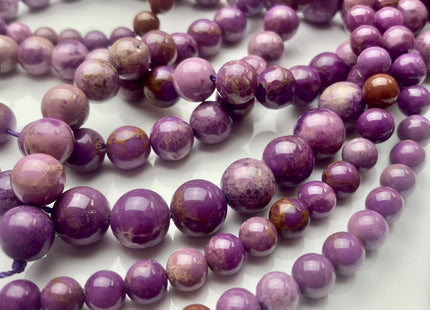 6mm 8mm 10mm Half Strand Smooth Round Phosphosiderite Gemstone Beads Genuine Quality Purple Phosphosiderite Beads #3695