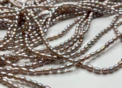 2x3-3.5 mm AAA Gray Rice Tiny Seed Freshwater Pearls Gray Color With Pink High Luster Seed Genuine Freshwater Pearls 104 Pieces. #P1551