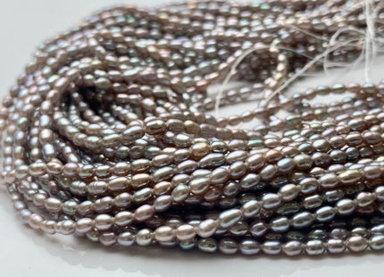2x3-3.5 mm AAA Gray Rice Tiny Seed Freshwater Pearls Gray Color With Pink High Luster Seed Genuine Freshwater Pearls 104 Pieces. #P1551