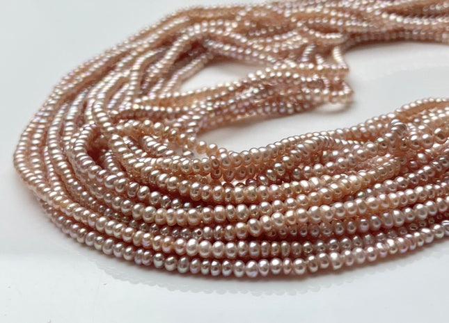 1x2.5-3 mm Natural Pink Tiny Freshwater Pearls Small Button Rondelle Freshwater Pearl Beads Genuine Natural Mauve Pink Seed Pearls #P1549