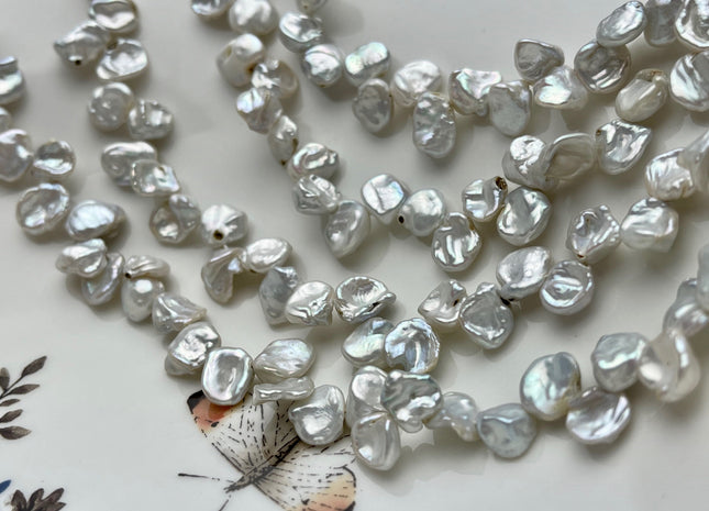 7x8-9 mm B Grade Natural White Top Drilled Keshi Freshwater Pearl Beads Rare Dancing Keshi Genuine Pearl Beads 70 Pieces #P1539