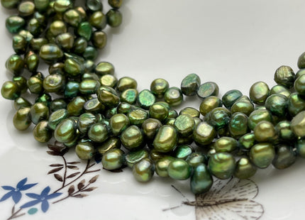 5x6-7 mm Dark Green Color Top Drilled Freshwater Nugget Pearls Genuine Natural Nugget Pearls Beads 78 Pieces #P1544