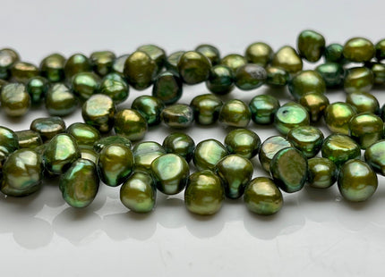 5x6-7 mm Dark Green Color Top Drilled Freshwater Nugget Pearls Genuine Natural Nugget Pearls Beads 78 Pieces #P1544