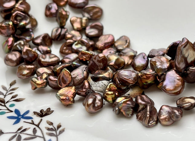 8x9-10 mm AAA Chocolate Brown Keshi Freshwater Pearls Top Drilled Keshi Pearl Beads Rare Brown Genuine Keishi Freshwater Pearls #P1546