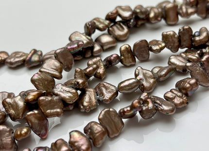 8x10-12 mm AA Very Rare Dark Taupe Champagne Biwa Stick Freshwater Pearl Beads Genuine Center Drilled Biwa Pearl 48 Pieces #P1554