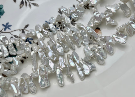 5-6x12-15mm AAAA Super High Luster Natural White Keshi Freshwater Pearl Beads Top Drilled Natural White CornFlake Genuine Keshi Pearl #P1553