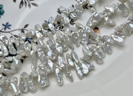 5-6x12-15mm AAAA Super High Luster Natural White Keshi Freshwater Pearl Beads Top Drilled Natural White CornFlake Genuine Keshi Pearl #P1553