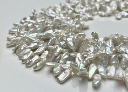 5-6x12-15mm AAAA Super High Luster Natural White Keshi Freshwater Pearl Beads Top Drilled Natural White CornFlake Genuine Keshi Pearl #P1553