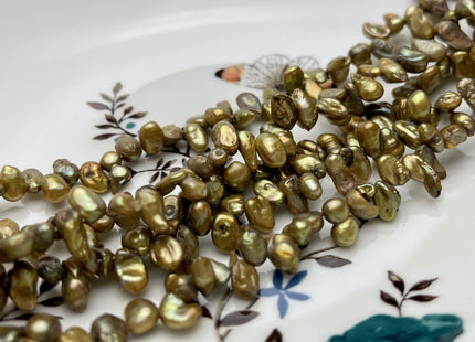 4-6x8-9 mm Copper Gold Color Top Drilled Keshi Freshwater Pearls Genuine Freshwater Keishi Pearls Grade B #P1565