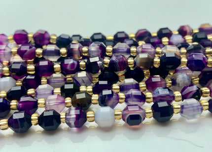 5x6mm 7x8mmFaceted Energy Prism Cut Purple Lace Agate Gemstone Genuine Double Terminated Points Multi Purple Color 15.5 Inches #3576