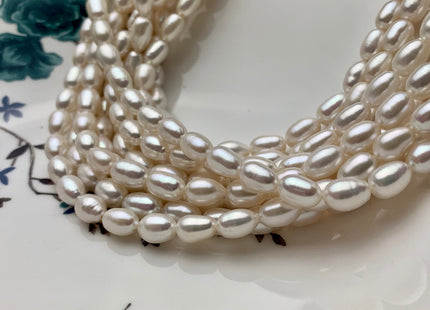 5.5-6x10-11 mm AAA Natural White Rice Freshwater Pearl Beads Genuine Long Rice/Oval High Quality Smooth Freshwater Pearl 41-45 Pieces #P1434