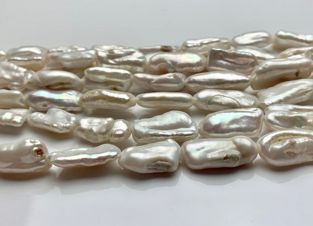 9-11x19-21 mm B Grade Natural White Biwa Stick Freshwater Pearl Beads Genuine Natural White Biwa Stick Freshwater Pearls 20 Pieces #P1536