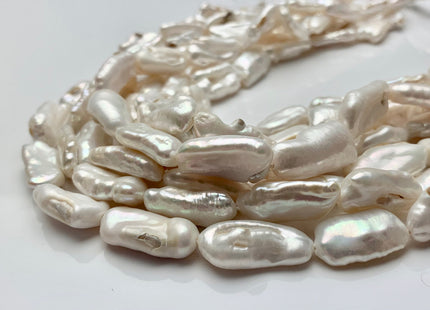9-11x19-21 mm B Grade Natural White Biwa Stick Freshwater Pearl Beads Genuine Natural White Biwa Stick Freshwater Pearls 20 Pieces #P1536