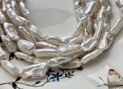 9-11x19-21 mm B Grade Natural White Biwa Stick Freshwater Pearl Beads Genuine Natural White Biwa Stick Freshwater Pearls 20 Pieces #P1536