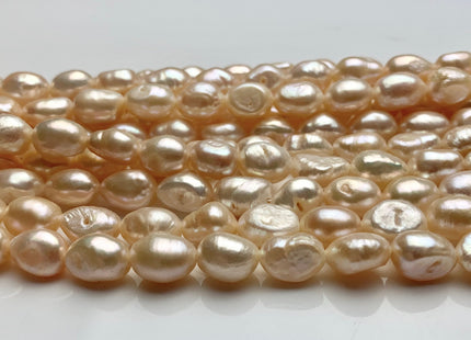7x9mm Pale Peach Pink Color Rice Nugget Freshwater Pearl Beads Genuine Smooth And High Luster Freshwater Rice Nugget Pearls 42 Pieces #P1532