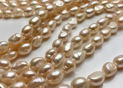 7x9mm Pale Peach Pink Color Rice Nugget Freshwater Pearl Beads Genuine Smooth And High Luster Freshwater Rice Nugget Pearls 42 Pieces #P1532