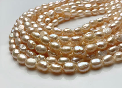 7x9mm Pale Peach Pink Color Rice Nugget Freshwater Pearl Beads Genuine Smooth And High Luster Freshwater Rice Nugget Pearls 42 Pieces #P1532