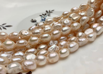 7x9mm Pale Peach Pink Color Rice Nugget Freshwater Pearl Beads Genuine Smooth And High Luster Freshwater Rice Nugget Pearls 42 Pieces #P1532