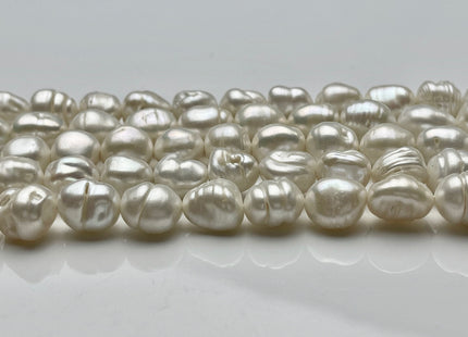 8-9x11-12 mm Grade B Natural White Keshi Nugget Freshwater Pearl Beads Center Drilled White Keshi Nugget Pearls #P1541