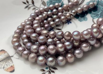 8-8.5mm AAA Half Strand Large Hole Very Rare Dark Mauve Pink Baroque Pearl 1.2mm 1.5mm 2.1mm Hole Natural Round Edison Pearl 24 Pieces#P1437