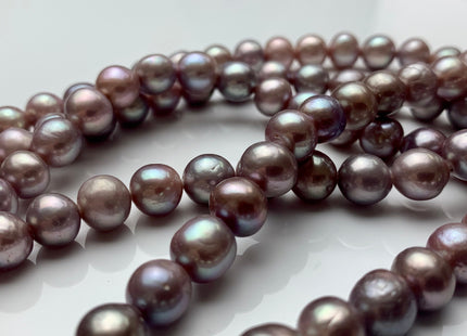 8-8.5mm AAA Half Strand Large Hole Very Rare Dark Mauve Pink Baroque Pearl 1.2mm 1.5mm 2.1mm Hole Natural Round Edison Pearl 24 Pieces#P1437