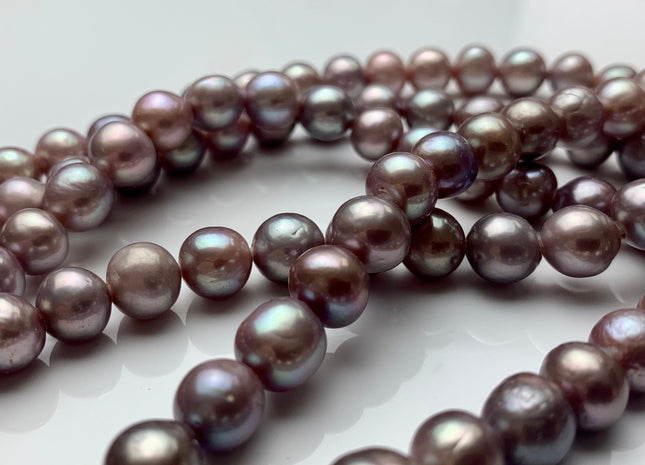 8-8.5mm AAA Half Strand Large Hole Very Rare Dark Mauve Pink Baroque Pearl 1.2mm 1.5mm 2.1mm Hole Natural Round Edison Pearl 24 Pieces#P1437
