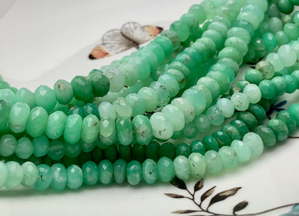 5mm 6mm 7mm 8mm 9mm Half Strand Faceted Rondelle Chrysoprase Gemstone Beads Natural Green Color Quality Chrysoprase Beads 8 Inches #3705
