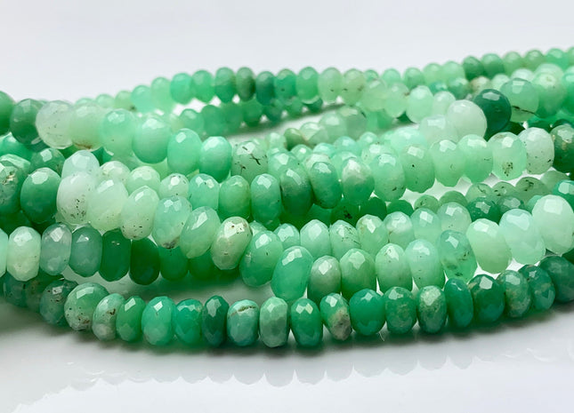 5mm 6mm 7mm 8mm 9mm Half Strand Faceted Rondelle Chrysoprase Gemstone Beads Natural Green Color Quality Chrysoprase Beads 8 Inches #3705