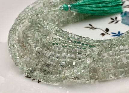 5mm 6mm 7mm 8mm 100% All Natural Smooth Heishi Translucent Green Amethyst Gemstone Beads Genuine Natural Amethyst Bead 8 Inches Strand #3707
