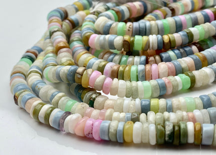 5mm 6mm 7mm 8mm Natural Multi Color Quality Opal Gemstone Beads Genuine Light Pink Yellow Green Blue White Opal Heishi Beads 8 Inches #3706