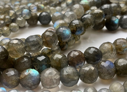 5mm 6mm 8mm 10mm AAA Faceted Round Natural Color Labradorite Beads Natural Blue Flash Color Faceted Top Quality Labradorite 8 Inches #3710