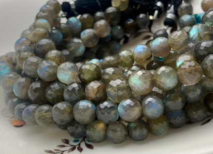 5mm 6mm 8mm 10mm AAA Faceted Round Natural Color Labradorite Beads Natural Blue Flash Color Faceted Top Quality Labradorite 8 Inches #3710