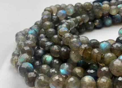 5mm 6mm 8mm 10mm AAA Faceted Round Natural Color Labradorite Beads Natural Blue Flash Color Faceted Top Quality Labradorite 8 Inches #3710