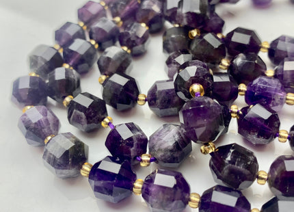 9x10mm 11x12mm AAA Half Strand Faceted Energy Prism Cut Amethyst Gemstone Genuine Double Terminated Points Natural Purple Amethyst #3588
