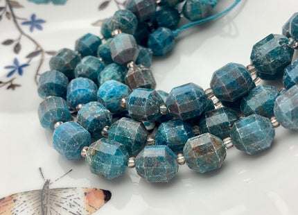 9x10mm 10x12mm AAA Half Strand Faceted Energy Prism Cut Apatite Gemstone Genuine Double Terminated Points Natural Blue Apatite Beads #3591