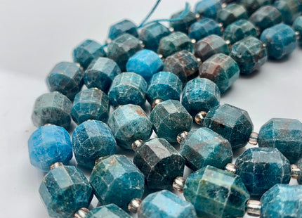 9x10mm 10x12mm AAA Half Strand Faceted Energy Prism Cut Apatite Gemstone Genuine Double Terminated Points Natural Blue Apatite Beads #3591
