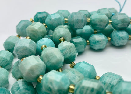 9x10mm 10x12mm AAA Half Strand Faceted Energy Prism Cut Amazonite Gemstone Genuine Double Terminated Points Natural Green Amazonite #3592