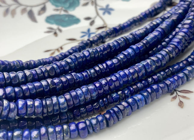 4mm 5mm 6mm 7mm 8mm 100% All Natural Smooth Heishi Blue Lapis Gemstone Beads Genuine Natural Blue Color Lapis Beads 8 Inches Strand #3714